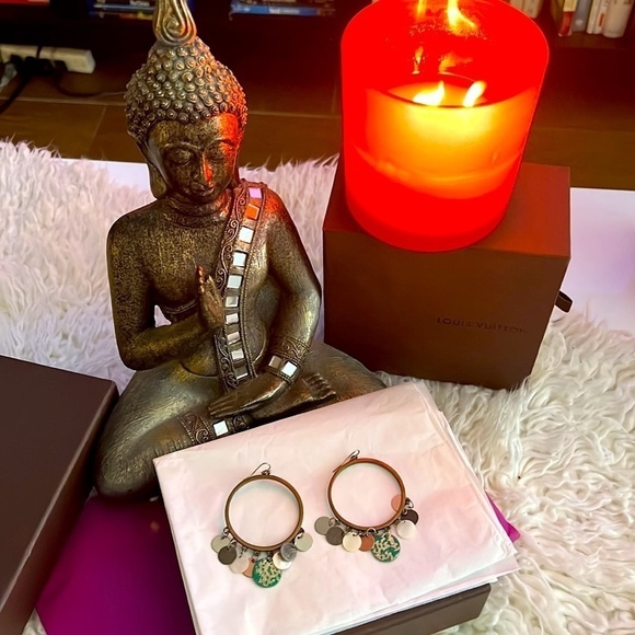 Super Cute Vintage Dangle Hoop Earrings-Silver, Green Earth Tones. π«
- Picture 2 of 7